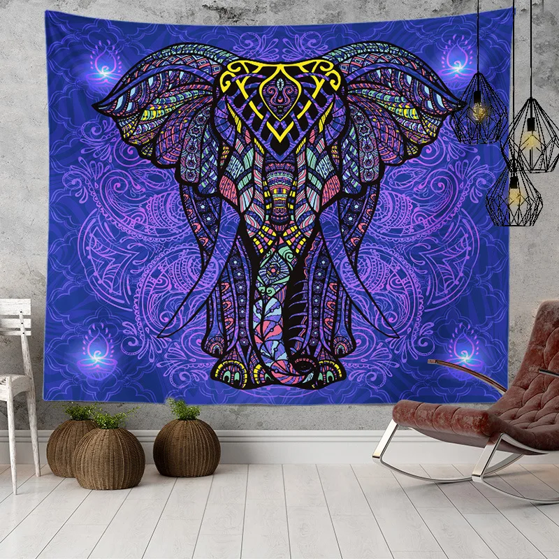Wholesale Custom Large Size Printing Psychedelic Elephant Designs Wall Hanging Indian Mandala Tapestry
