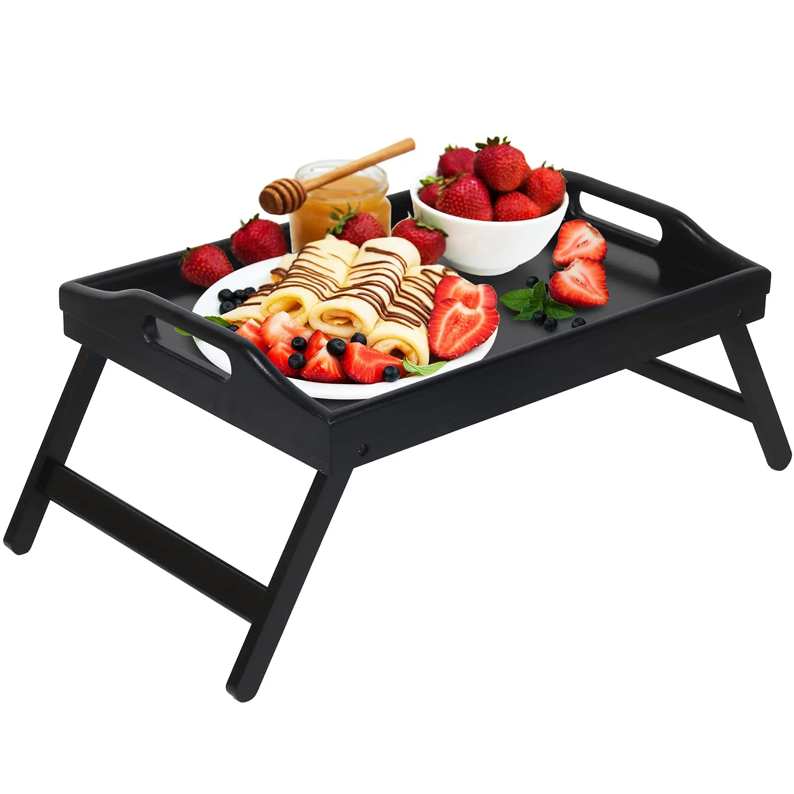 Chenzhu Serving Trays Bed Tray Table with Folding Legs Bamboo Breakfast in Bed for TV Table Laptop Computer Tray