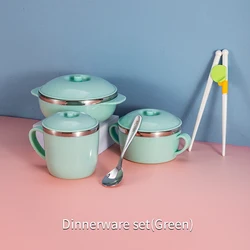 Amazon Hot Sale 8 PCS /Set Plastic Stainless Steel Kids Tableware Set Food Containert