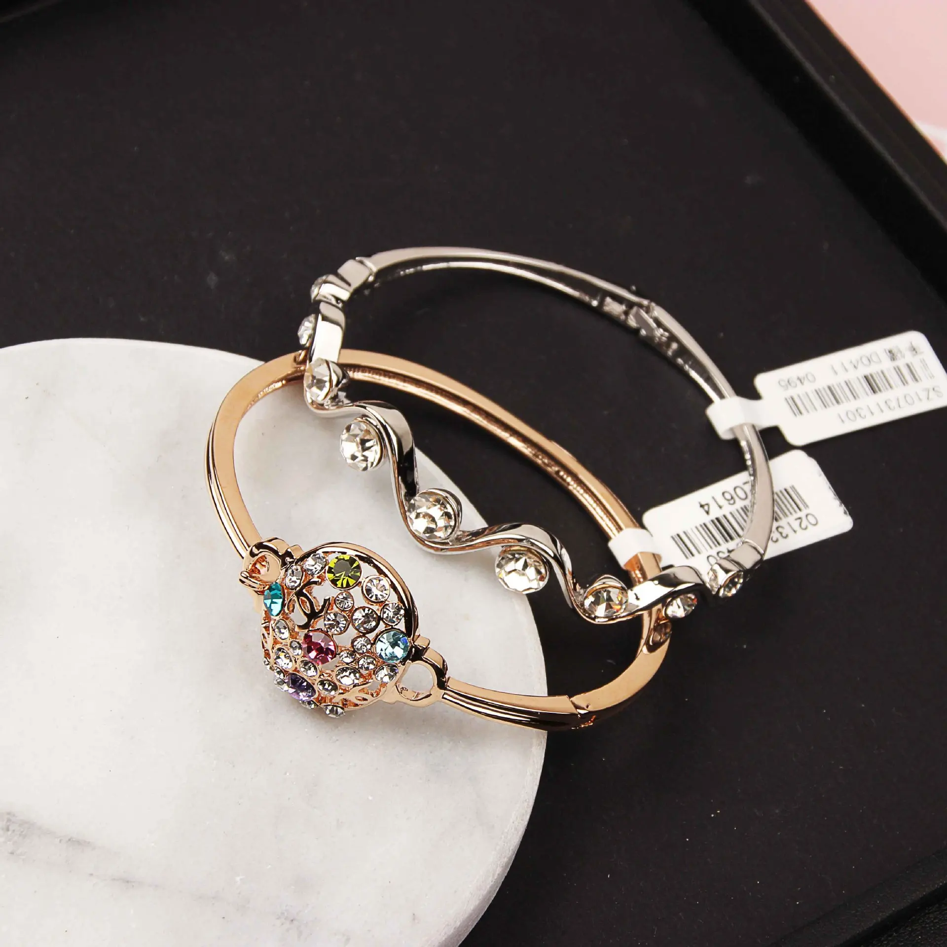 Aug Jewelry charm bracelets inlaid in bulk with real gold plated rhinestones and zircon bracelets stainless steel bracelets