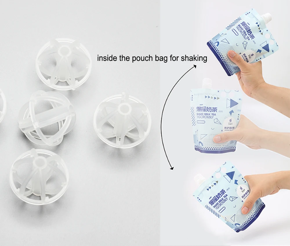 Most popular food grade packaging milk tea jucie bag plastic mixed ball for shaking