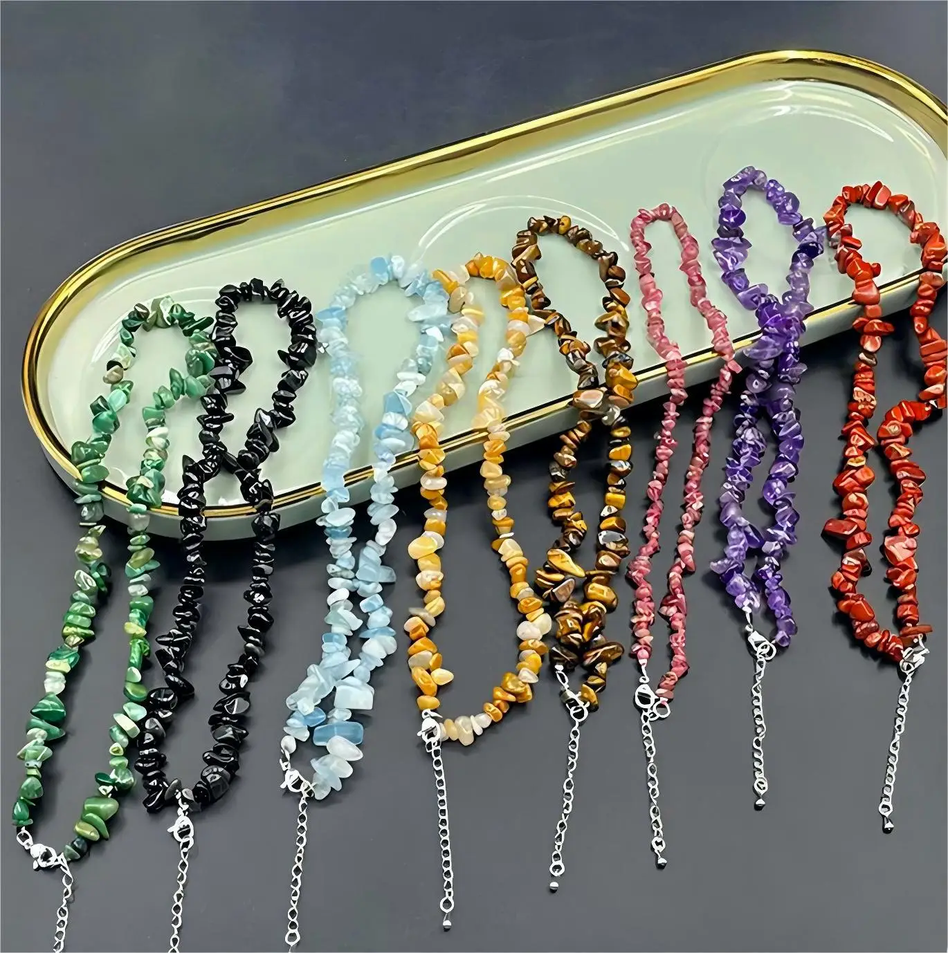 5-8mm Natural Crystal Quartz Tumbled Chip Stone With Buckle Choker Irregular Shaped Drilled Gravel Fashion Jewelry Necklace