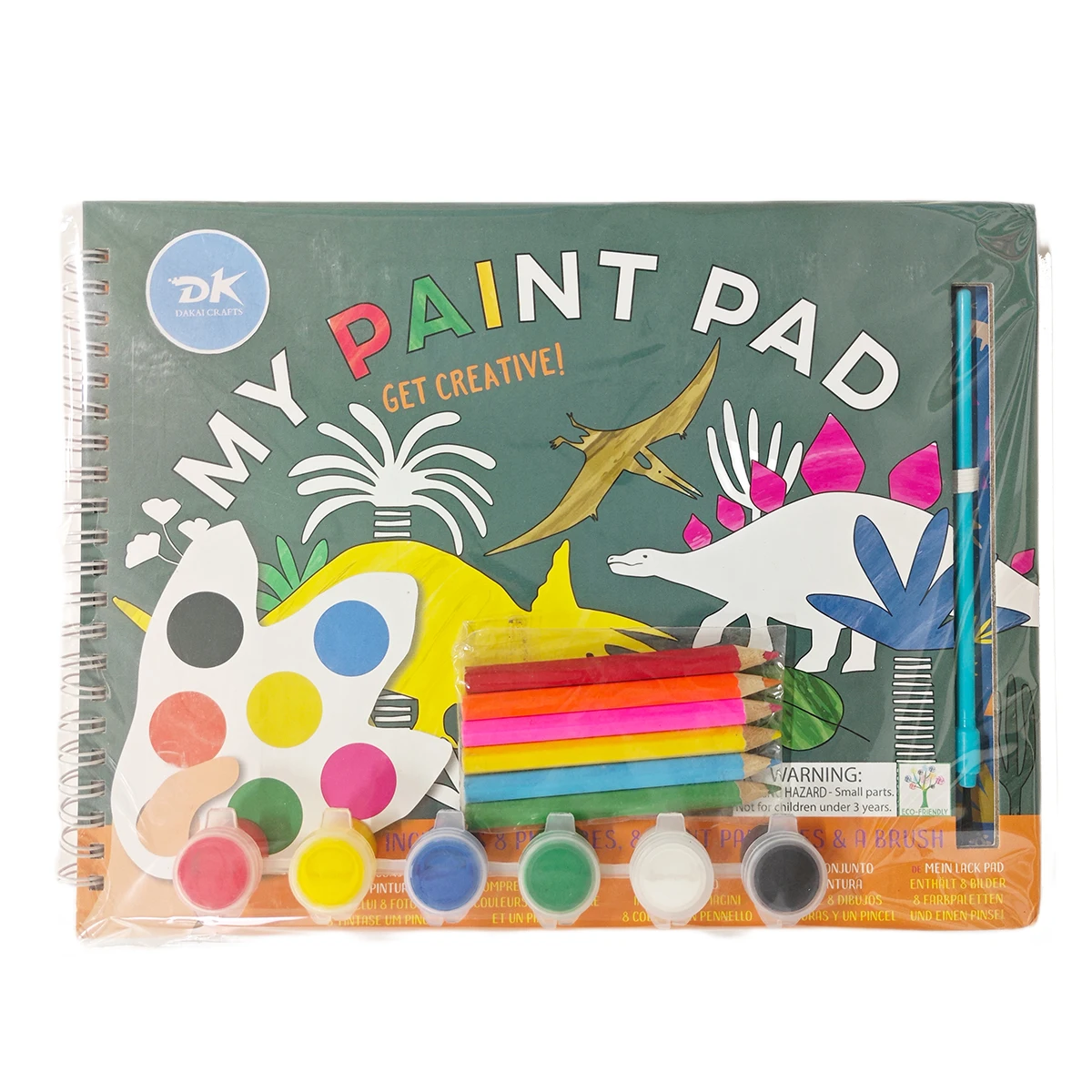 Hot Selling DinasoarThemed Drawing Board Set for Kids Unisex for Ages 2-4 Includes 4 Pencils 8 Paint Pallets a Brush