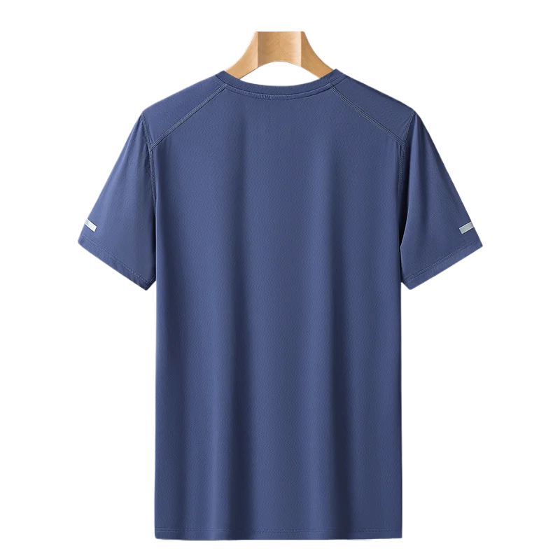 QCCNB Wholesale Summer Ice Silk Fabric Breathable Cool T-shirts Men Running Sport Elastic Casual Tshirts Custom Logo Tee Shirts