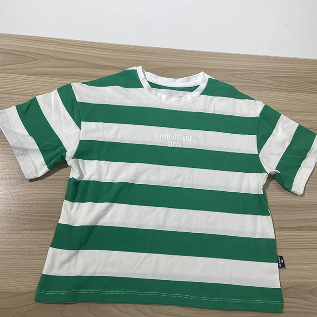 2024 Hot Sale 3- 14 Years Kids Wear Spring Summer Loose striped short sleeved  Kids t Shirt for children