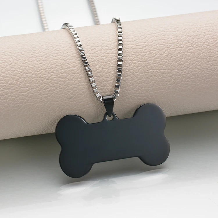 hot sale 2020 custom jewelry bone shape blank pendant nameplate ID dog  gold pendant necklace