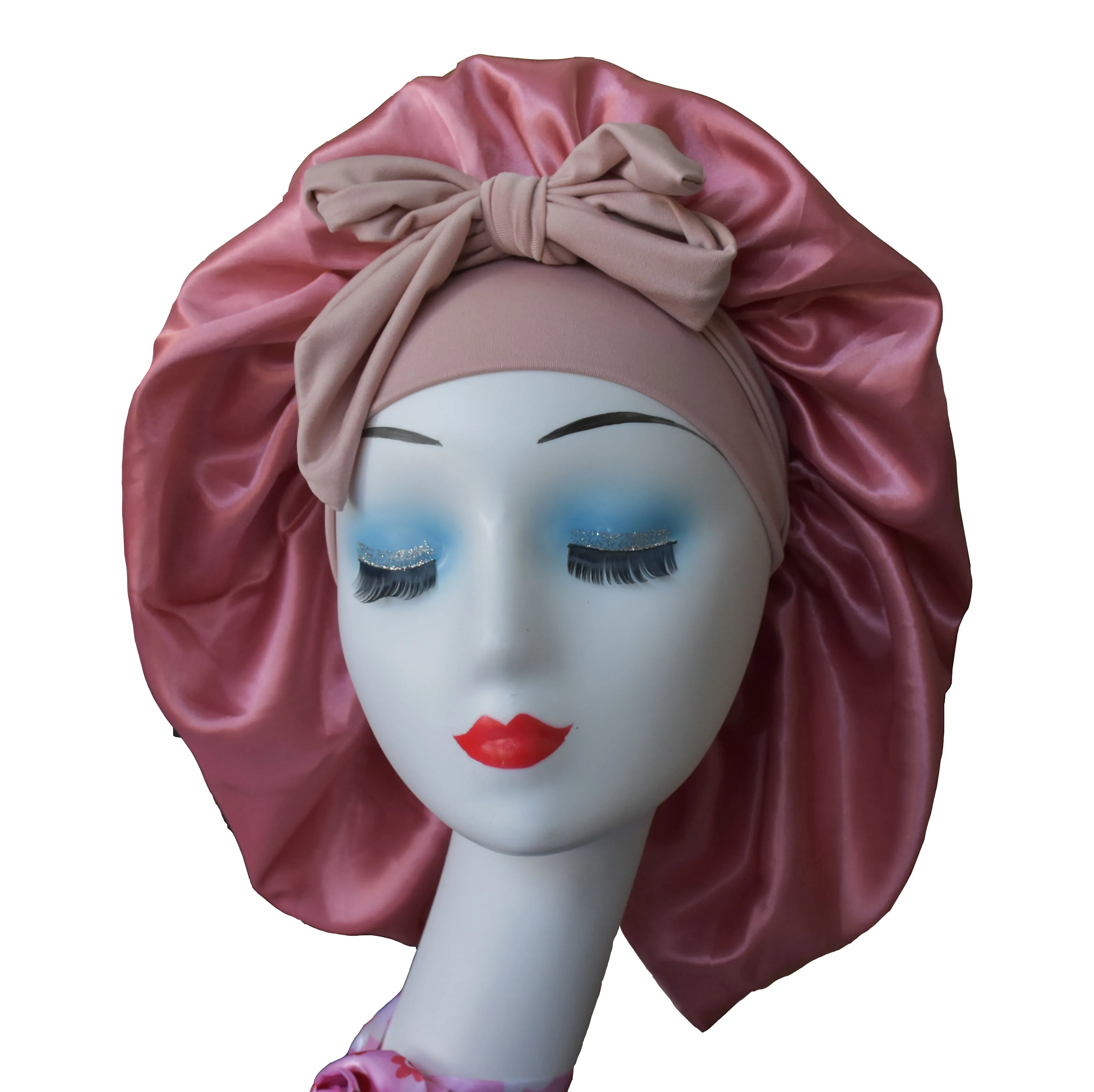 Bonnet Queen jumbo big satin luxury customised bonnet bonet with custom logo for curly hair