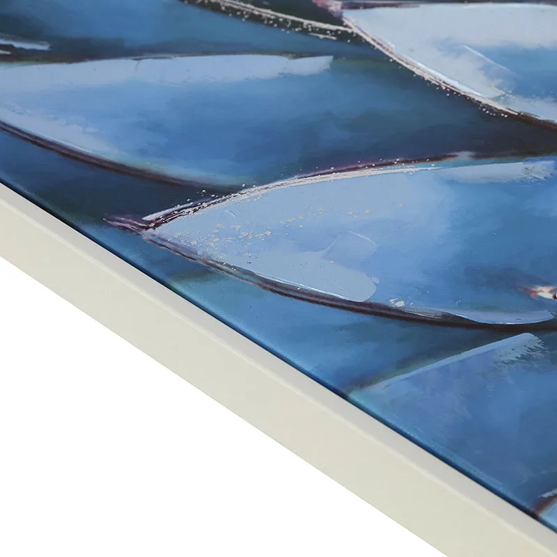 Living Room Decor Canvas Hand Painted Wall Art Floral Art Prints Blue Wall Painting