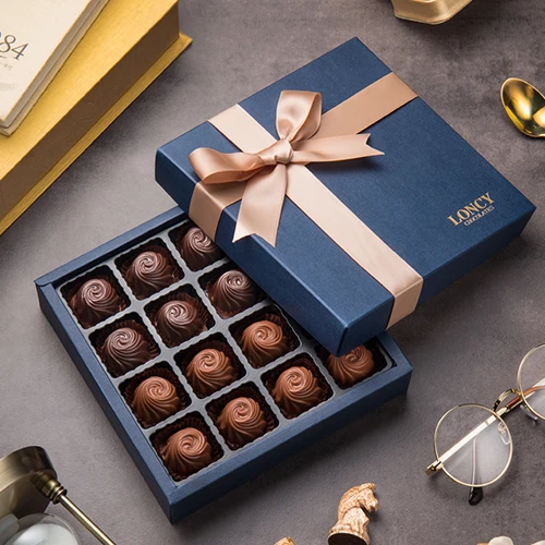 Custom Logo Design Luxury Food Bonbons Nuts Kernels Truffles Giveaway Display Package Paper Chocolate Divider Packaging Boxes