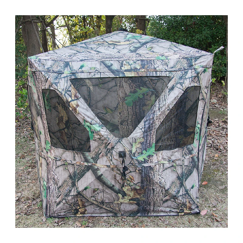 Multifunctional square camouflage hunting tent capable of 360 observation and shooting