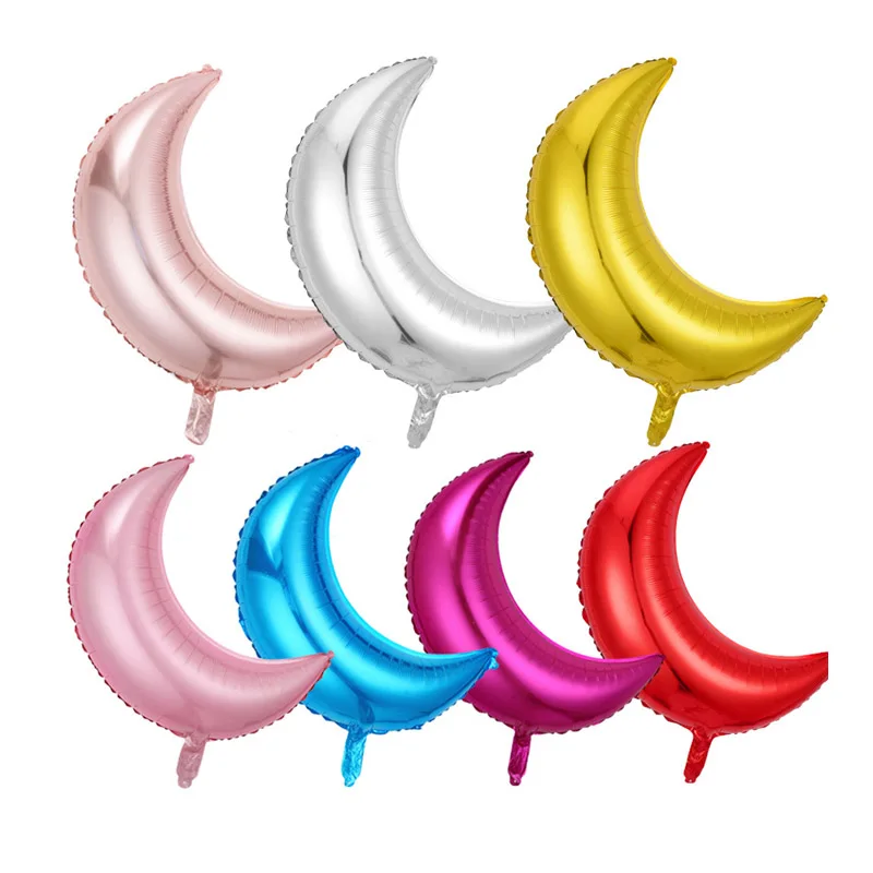 Ramadan EID Mubarak Birthday Party Home Background Decor Balloon Multi Colors 28 Inch Luna Crescent Moon Shape Foil Balloon