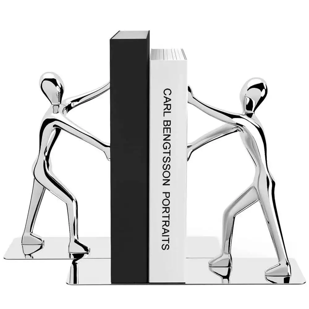 2024 New Arrival Home Tabletop Metal Designer Bookends For Library Casting Gold Desk Bookends Arts And Craft Customized Bookends