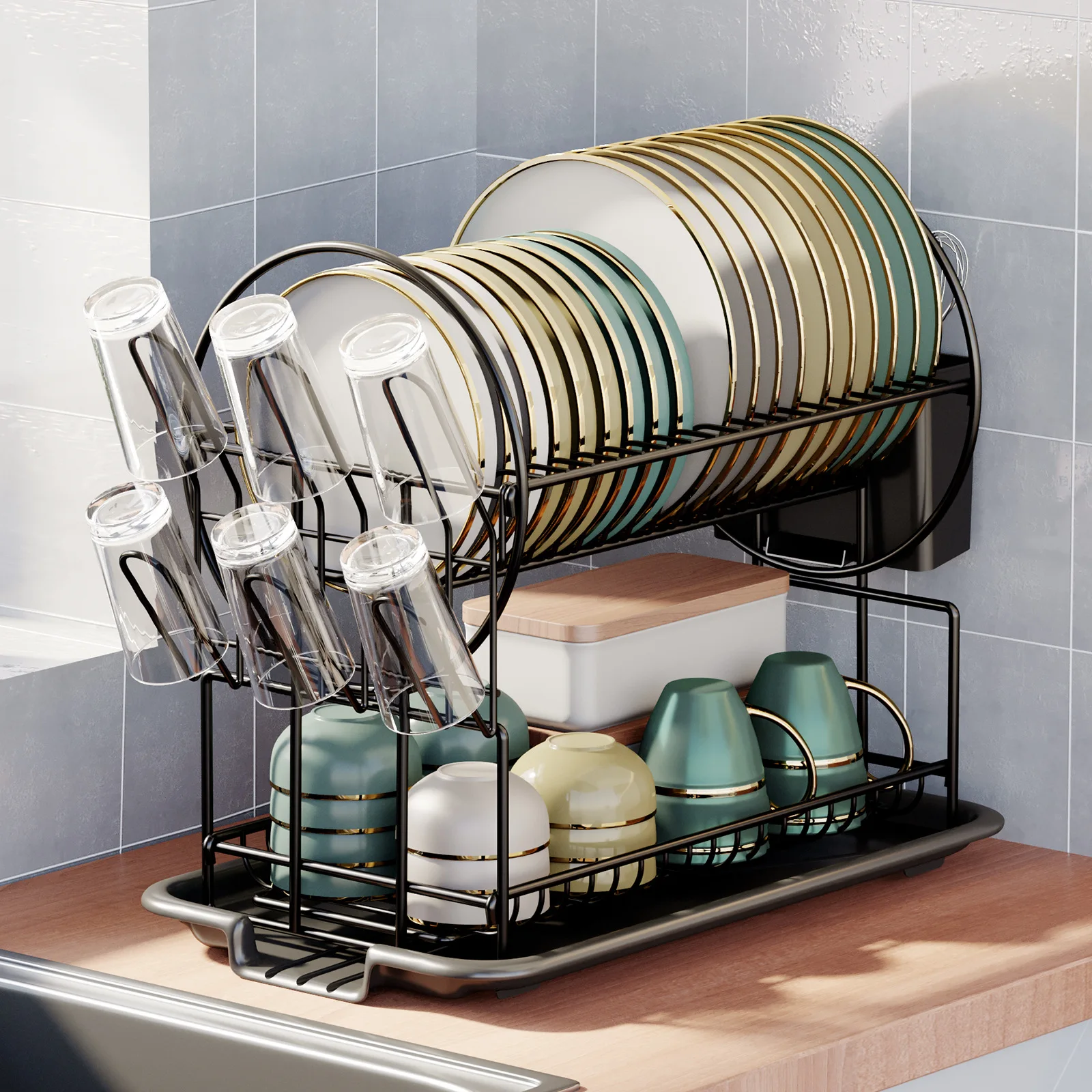 OWNSWING Multi Function Rack Large Capacity Drain Dish Rack With Drainer Drainboard Kitchen Accessories