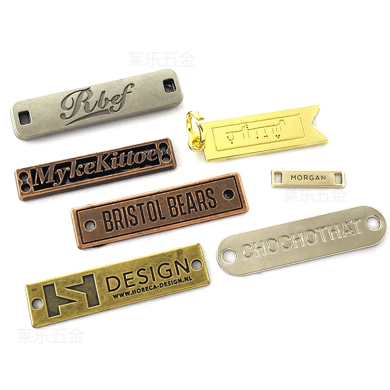 Oem Available Customized Material Stainless Steel Brass Iron Zinc Alloy Metal Brand Logo Name Label For Handbag