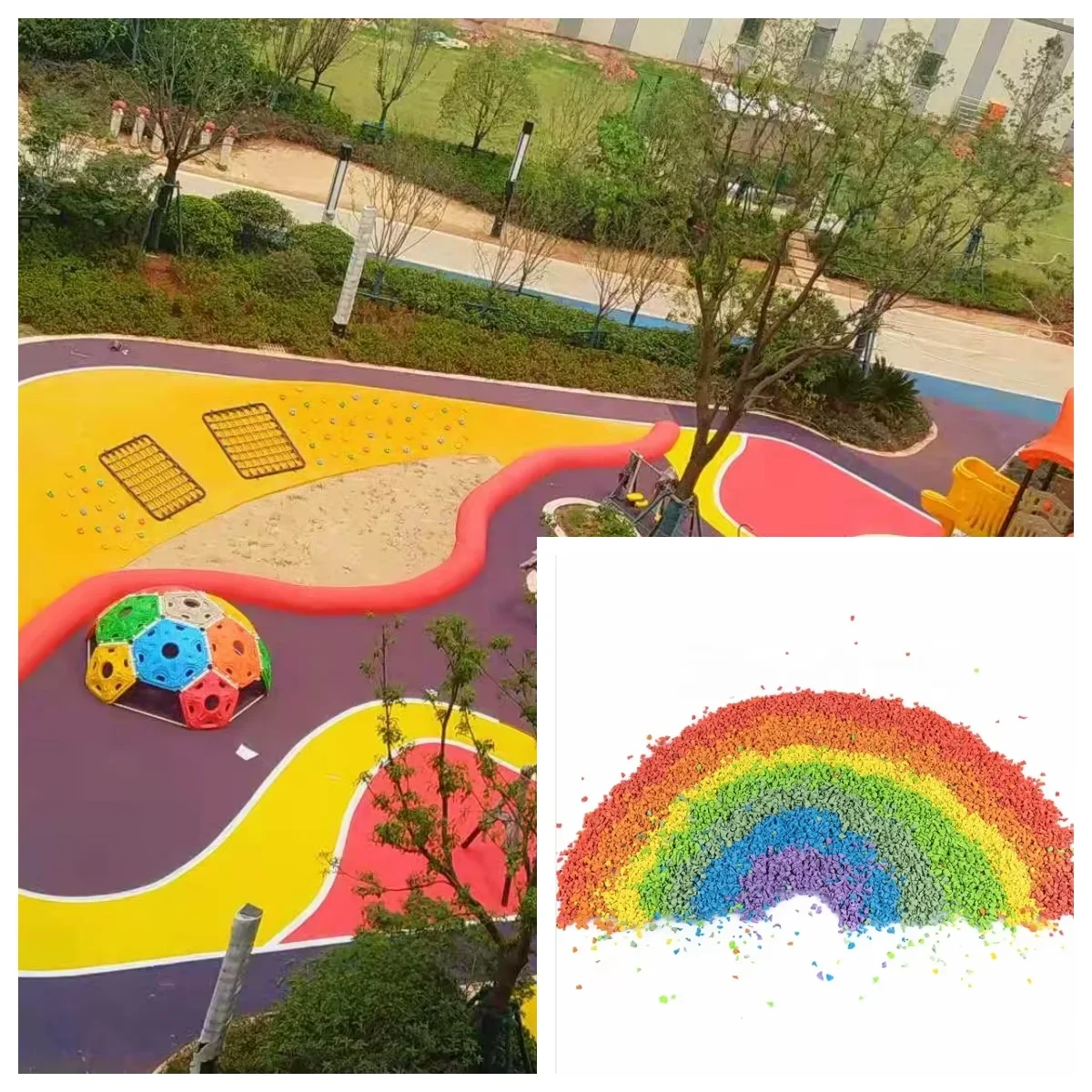 Tianlu 1-3mm Recycled Safety Colorful Granulated Rubber Surface EPDM Rubber Granule  For Playground Sport Flooring Surfacing