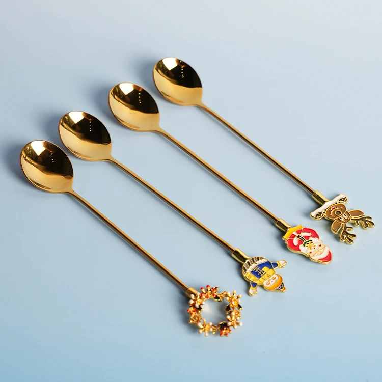 Christmas Decoration Metal Spoons Home tableware Stainless Steel Metal Spoon Kids Spoon Fork