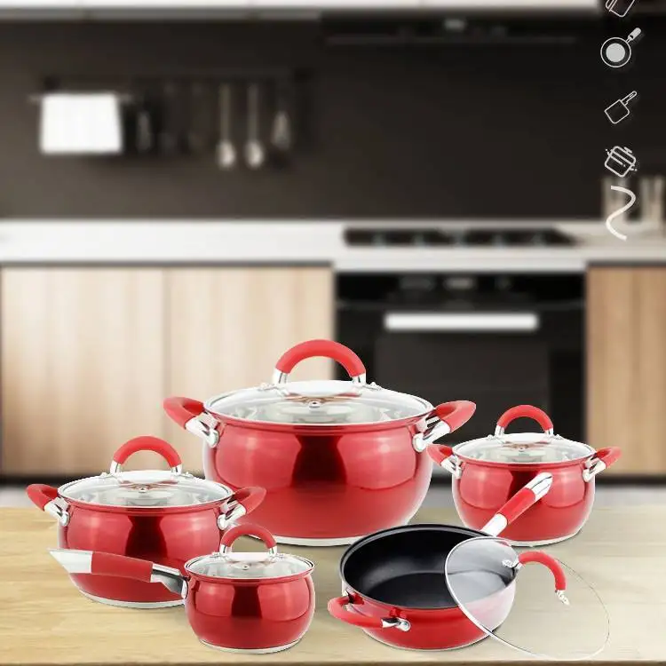 5 Ply Stainless Steel Non-Stick Kitchen Wares Home Cookware Set Steel Pans Per Box Assorted Items With Induction Cooker
