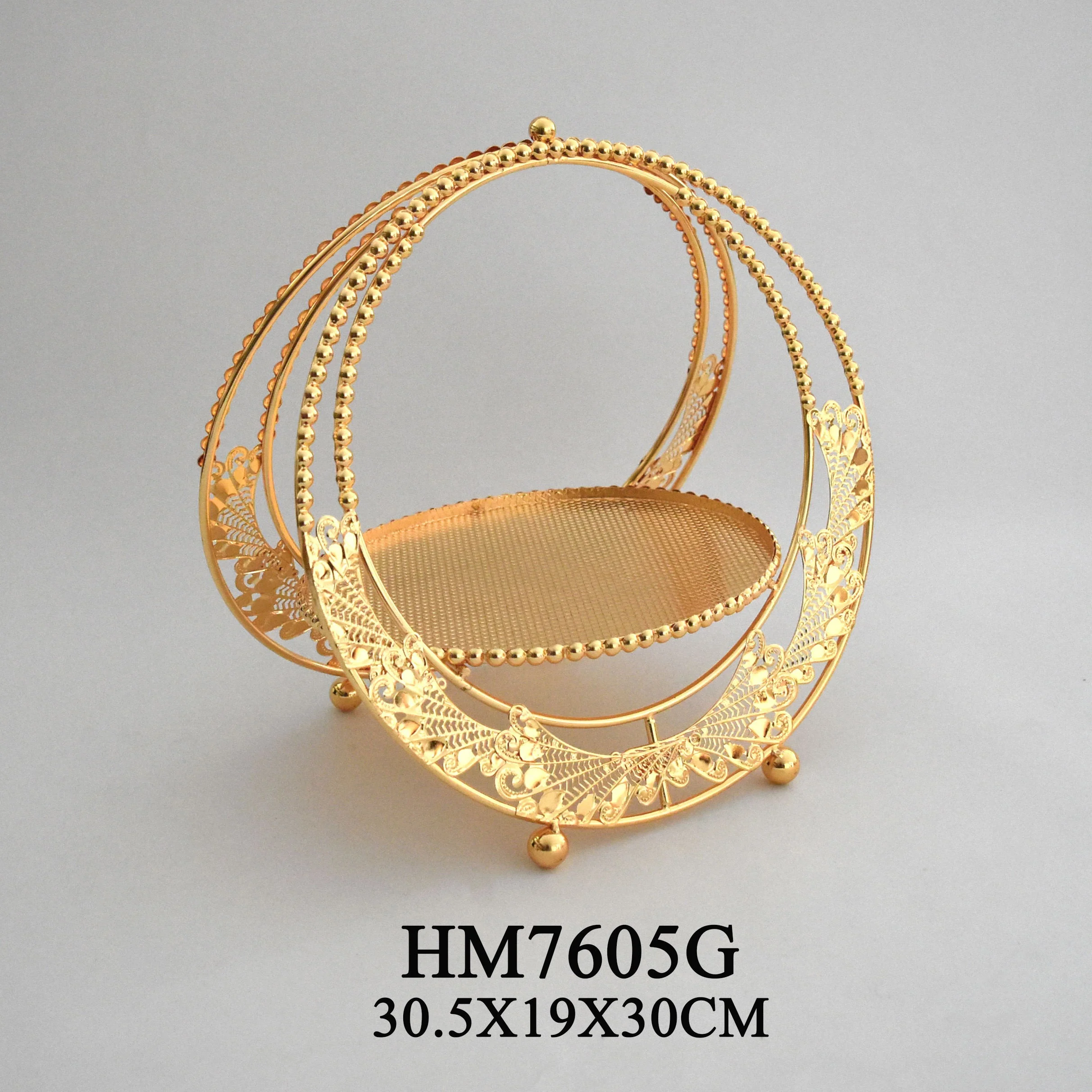 Party Wedding Decoration Metal Gold Plated Dry Fruit Cake Dessert Serving Tray