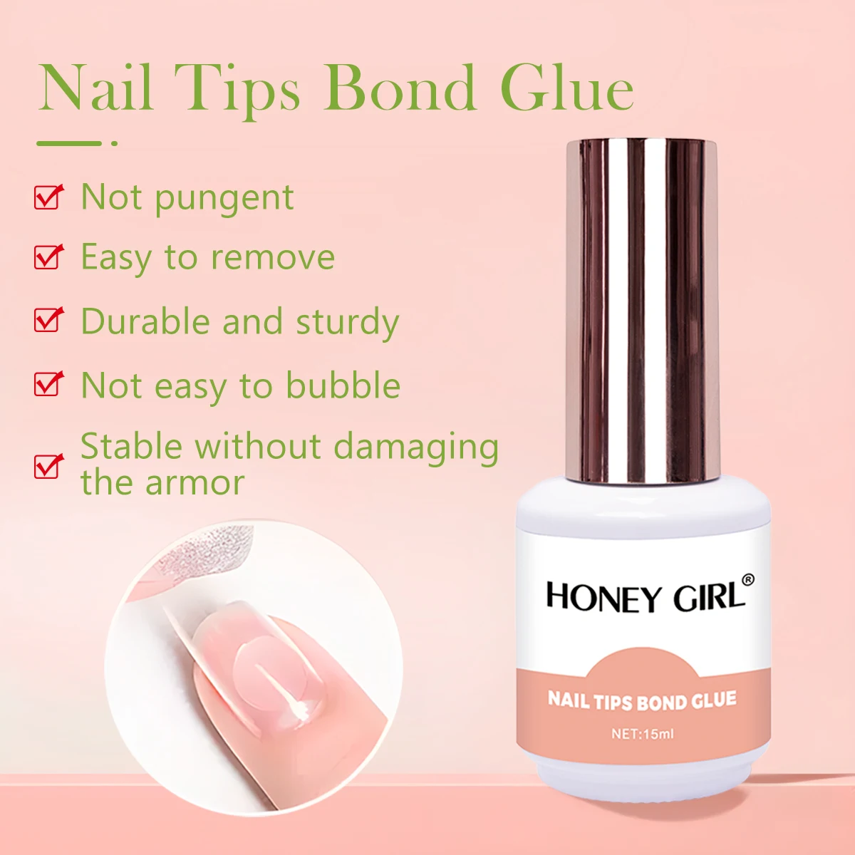 Honeygirl 15ml Nail Glue For False Nail Tips Rhinestones Mini Beauty Glue UV Acrylic Rhinestone Nails Glue Manicure Tool