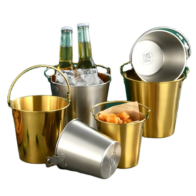 304 stainless steel ice bucket Bar snack Fries chicken food bucket Fried single beer portable ice bucket