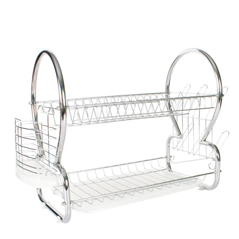 2-Tier Dish Drying Rack with Utensil Holder and Cup Holder Rustproof Black Kitchen Dish Drainer