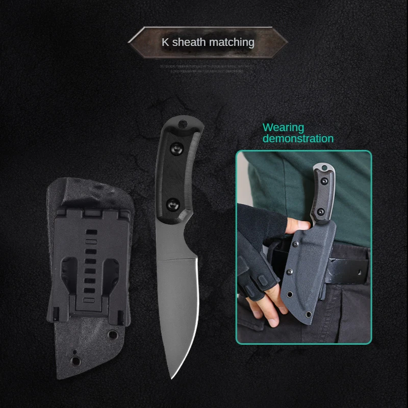 Custom Wholesale Hunting Camping Stainless Steel Survival Fixed Blade Knife Cuchillo With Kydex Sheath