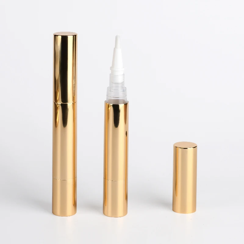 Wholesale Empty 2ml 4ml 5ml Gold Cosmetic Twist Packaging Makeup Nail Care Lip Glossy Containers Tube Cuticle Oil Pen With Brush