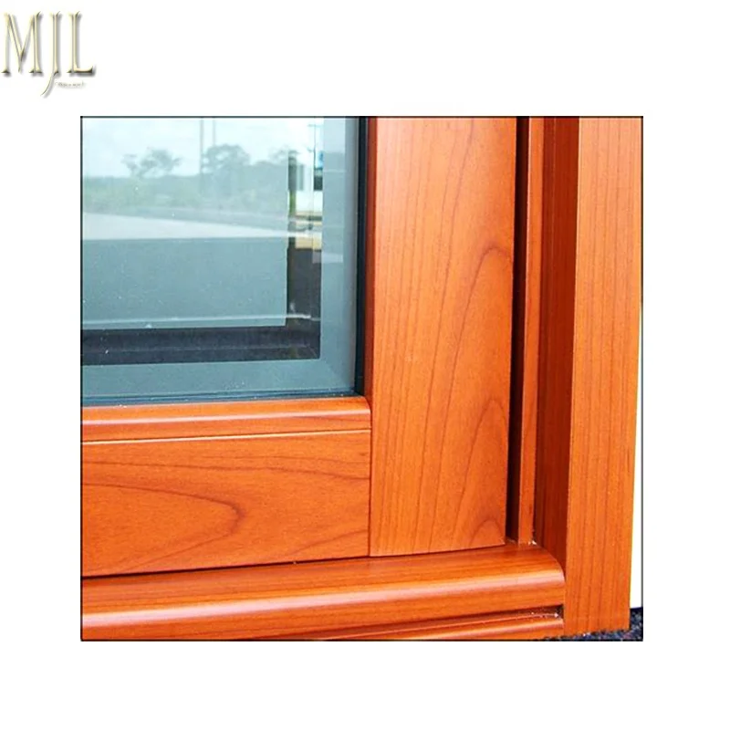 MJL Wood grain large glass windows sound proof aluminum alloy tilt and turn window price