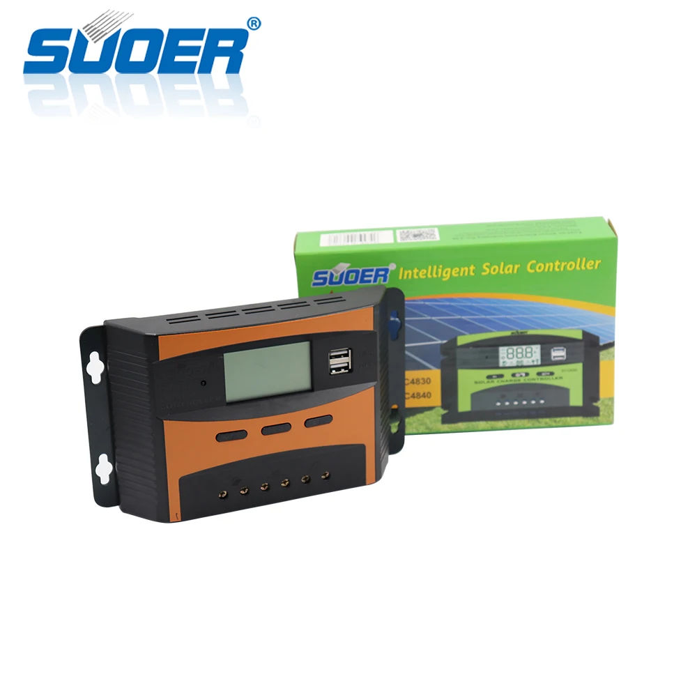 Suoer 12V 24V pwm solar charge controller manual 40A regulator solar charge controller
