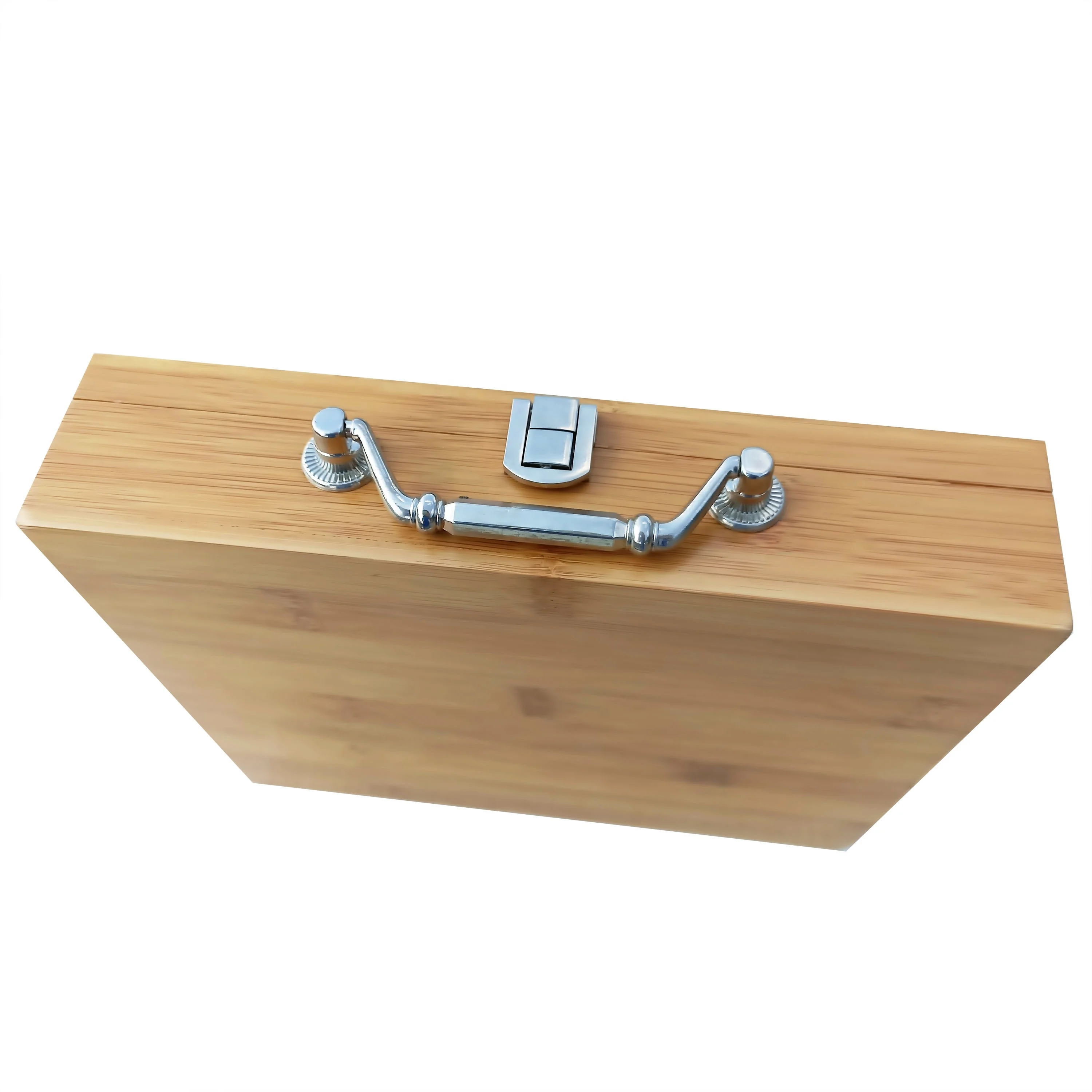 Custom Bamboo Wooden Box with Varnishing&superior Metal Storage Organize Hinged Box with EVA Insert