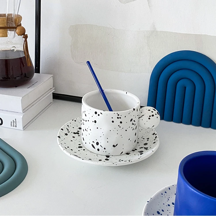 Cutelife Nordic Blue Splash Ink маленькие керамические чашки блюдце кухонные чашки для чая воды фарфоровые кружки набор многоразовых чашек для кофе эспрессо