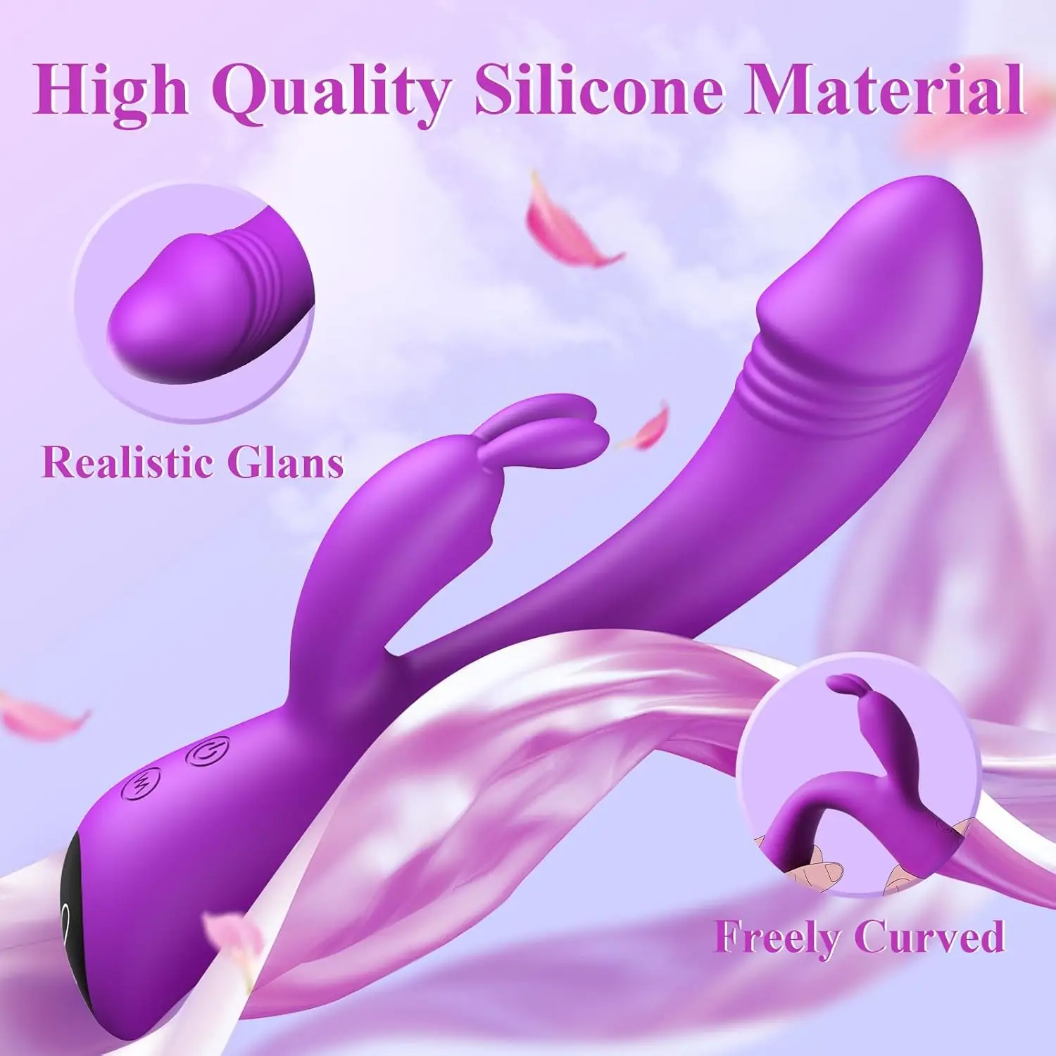 Women Sex Toys Rabbit Women G Spot Vibrating Dildo Clitoral Nipple Stimulation with 9 Vibration Modes Waterproof Quiet Personal