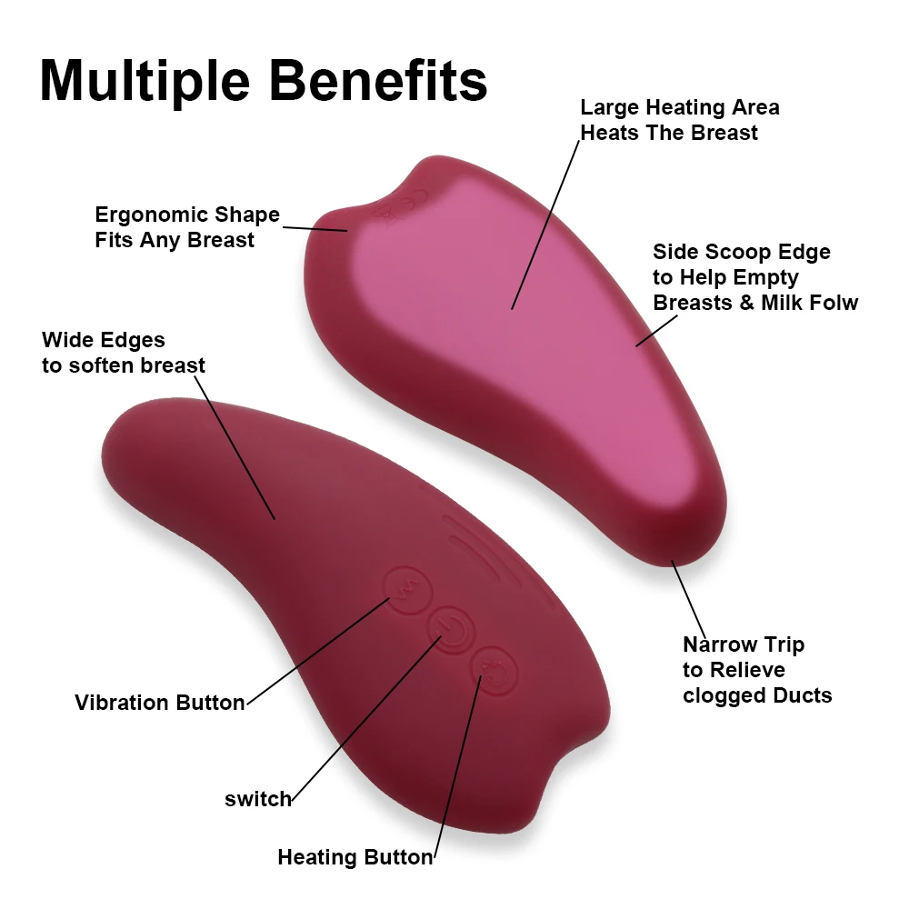 Relieve Clogged Ducts Warming Vibration Lactation Massager For Breastfeeding