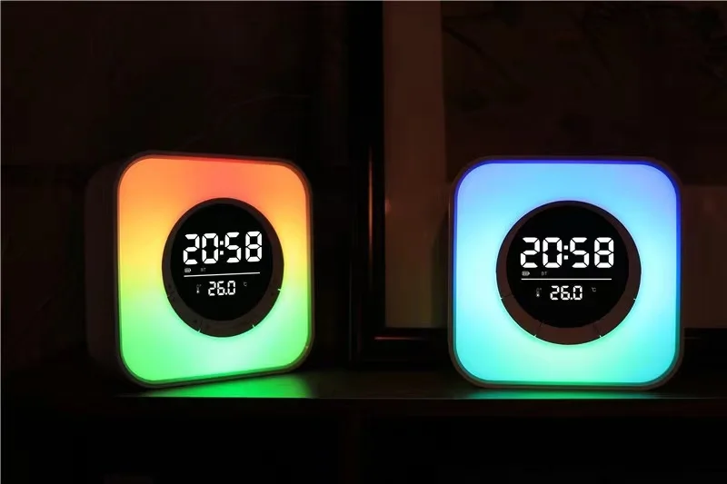 High Quality Bluetooth Speaker Multi-function Colorful LED Light Alarm Clock Thermometer Wireless