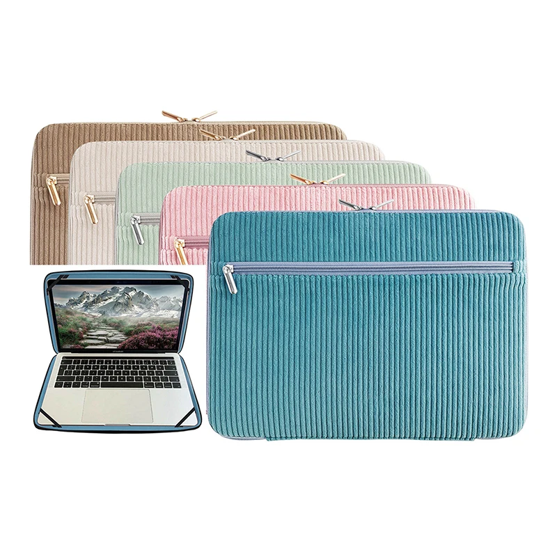 Custom Color Waterproof Portable Women Tablet Laptop Sleeve Bag Travel Office Daily Corduroy Laptop Case Cover