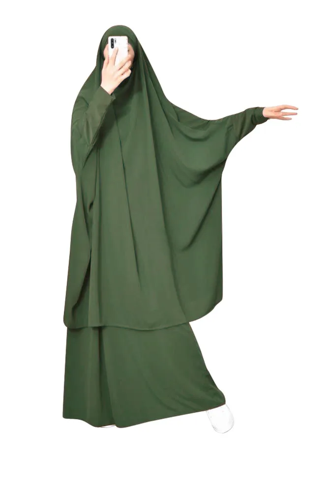 Wholesale muslims rebe in Solid Color Dubai Arab Jilbab Abaya 2 Piece Jilbab Set Abaya Muslim Prayer Dress Women