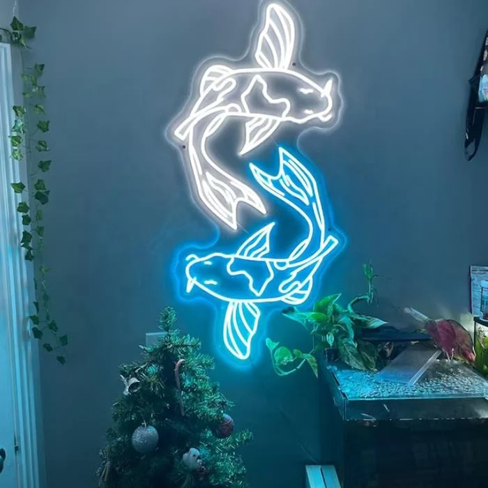 Hot Selling Koi Fish Anime acrylic led neon sign custom logo  Custom LED Light Neon Sign for Home Decoration
