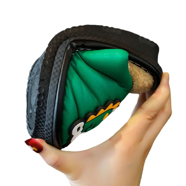 Children Cartoon Dinosaur Design Waterproof Cute Plush Shoes Slipper Comfort Children Indoor Home Kid Fur Slippers