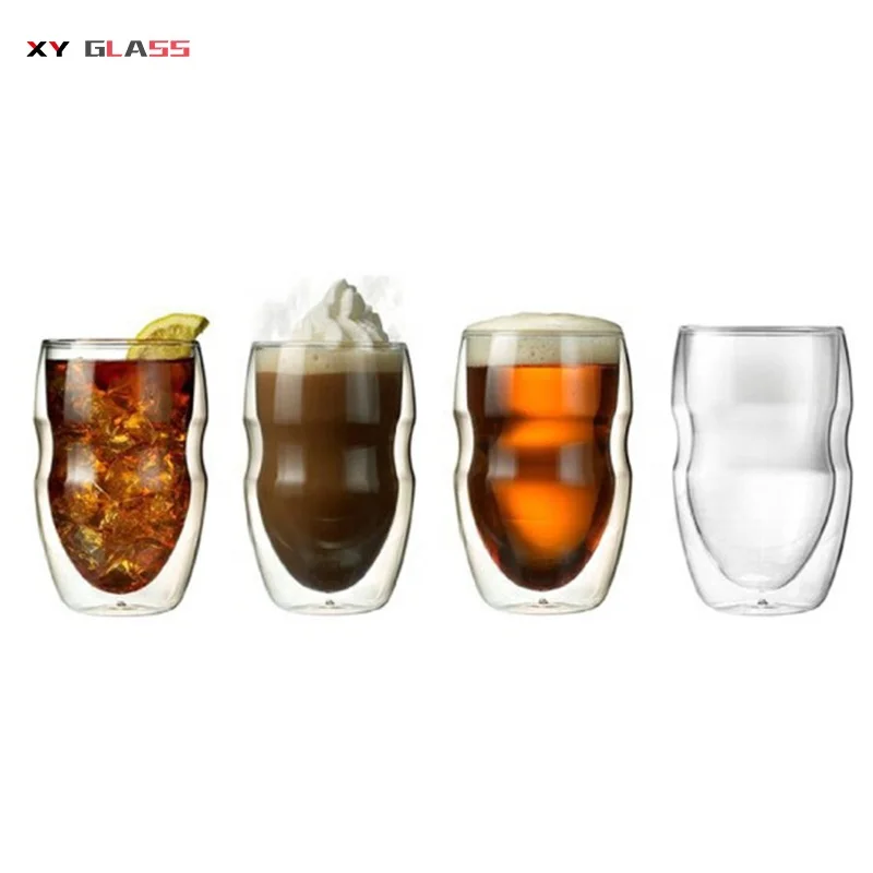 mini fancy heat resistant reusable double walled handmade thermal glass coffee cup