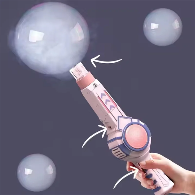 Outdoor Summer Kids Princess Handheld Wand Smoke Soap Bubble Water Gun Machine Have Fun Smoke Bubble Machine Toy For Kids