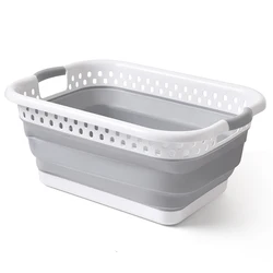 Hot Selling Product Amazon Portable Dirty Laundry Basket Container Organizer Silicone Storage Folding Collapsible Basket
