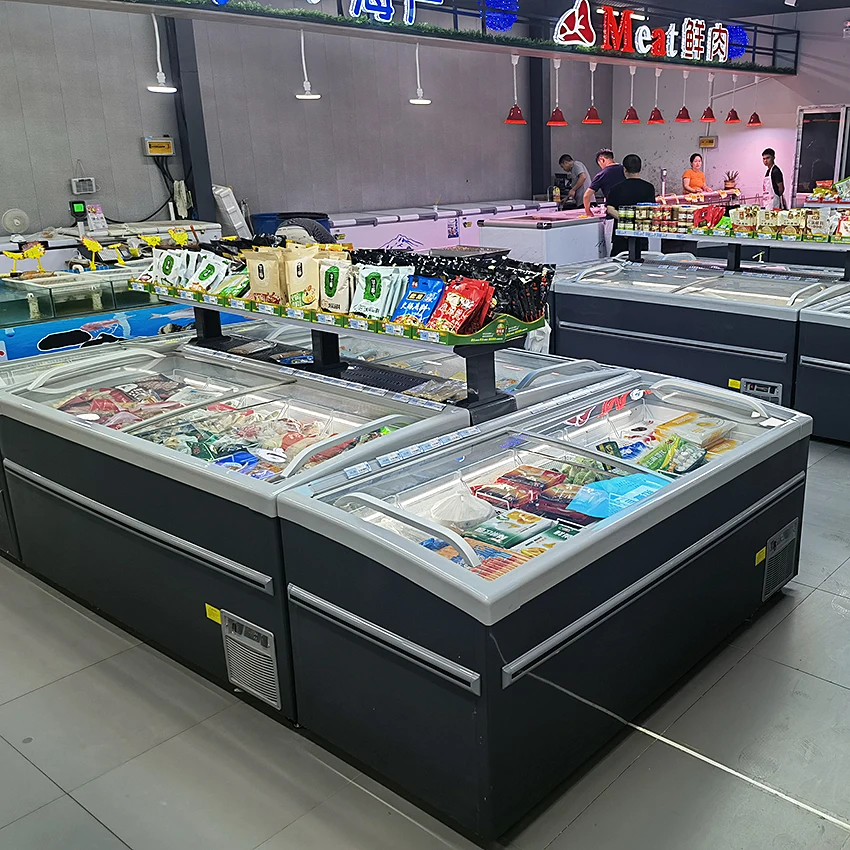 commercial freezer showcase top glass door refrigerator deep chest island display freezer supermarket combined type freezer