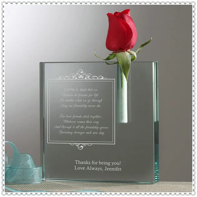 Tabletop Decorative Custom Engraved Jade Glass Engraved Vase