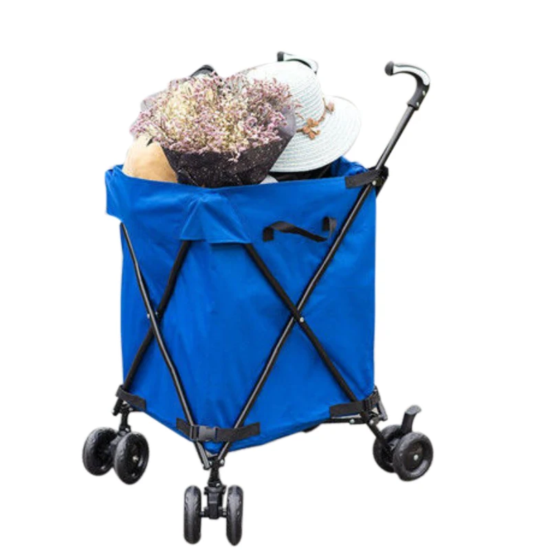 China Big Factory Good Price Three Wheel Outdoor Folding Wagon Supermarket Shopping Trolley Cart