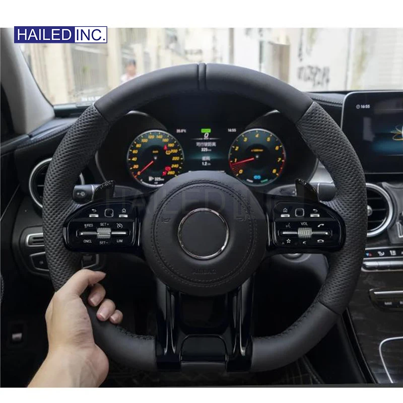 HAILED With Piano Black Trim Full Leather Steering Wheel for Mercedes Benz W211 W169 W177 W221 GLS X167 GLA45 X156 GLE AMG GT