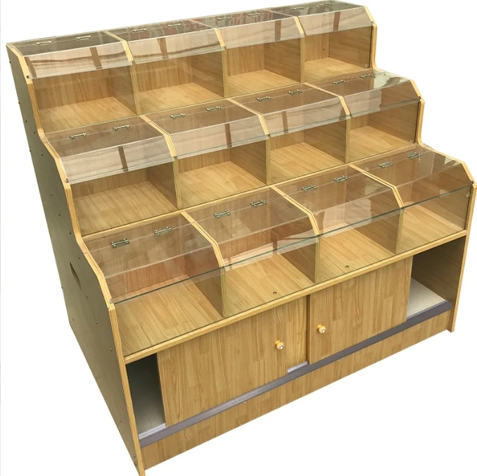 Loose snacks shelves trapezoidal shelves dry container display cabinets