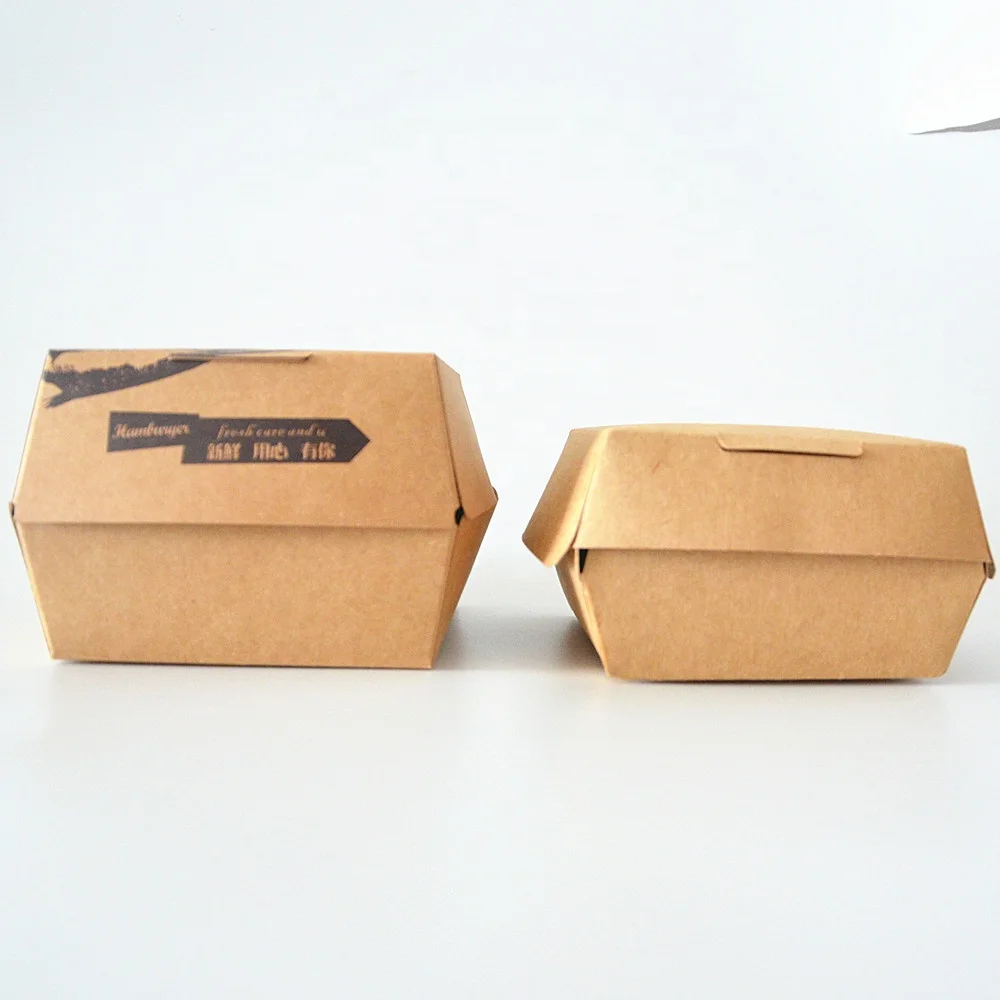 Wholesale Customization Printing Design Hamburger Takeaway Food Paper Packaging Disposable Art Paperboard Burger Boxes