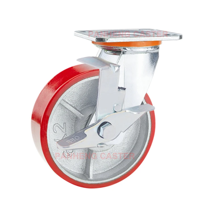 
4Inch 5Inch 6Inch 8Inch Heavy Duty Iron Core PU Industrial Wheel Casters 
