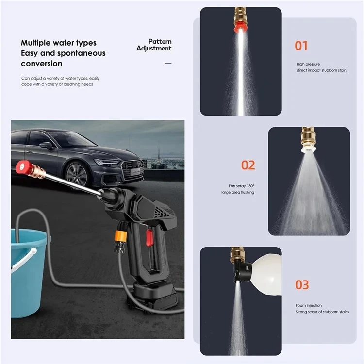 New Product Black Portable Cordless High Pressure For Car Washer Wash Gun