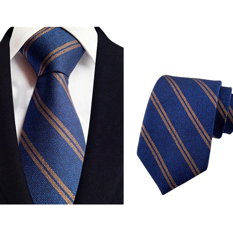 2023 New 8cm Men Polyester Jacquard Necktie Stripe Tie Formal Dress Accessories Professional Business Bridegroom Tuxedo Necktie